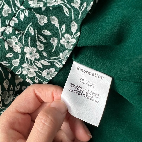 Reformation 2 Esther Green Floral Mini Dress - Picture 12 of 14